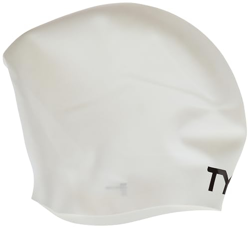 TYR Unisex-Adult Silikon-Badekappe für langes Haar, Weiß, Einheitsgröße