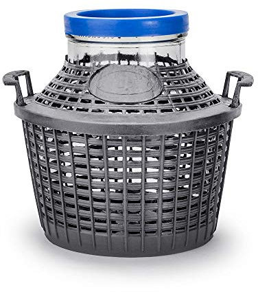 chomik Weinballon 5 L in einem Kunststoffkorb und Einer breit (5L)