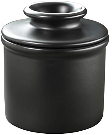 Butter Bell - The Original Butter Bell Crock by L Tremain, a Countertop French Ceramic Butter Dish Keeper for Spreadable Butter, Classic Retro Matte Finish, Black