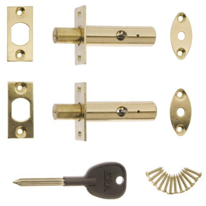 ERA 838-33 Door Security Bolt with 1 Key - Brass (2 Pieces), 3.0 cm*17.0 cm*10.5 cm