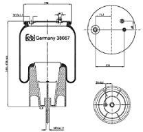 FEBI BILSTEIN 38667 Luftfederbalg mit Kolben mit Kolbenstange Hinten Links Rechts Kompatibel mit SCANIA P,G,R,T - series 1434930 1932592 2617884