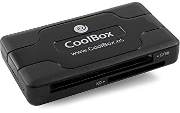 Coolbox CRCOOCRE050 - Multilector de Tarjetas Externo, USB 2.0, Soporta Tarjetas Hasta 2TB, Diseño Compacto, Compatible con SD, MMC, Micro SD. Color Negro