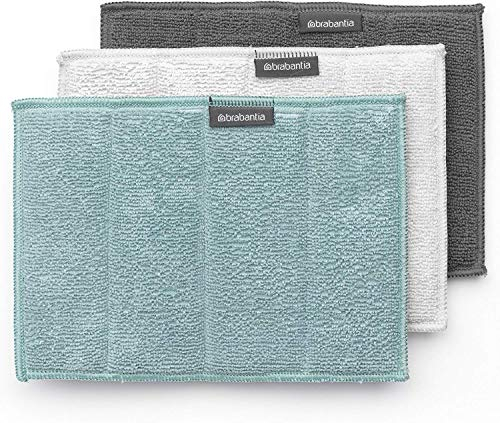 Brabantia Mikrofaser Reinigungstuch (3er Set) Reinigungstuch, Mikrofaser, Dark Grey, Light Grey, Mint, 18 x 3 x 26, 5 cm, 3 Einheiten