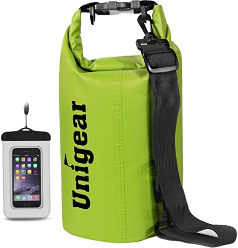 Unigear Sac Étanche Nautique PVC Dry Bag 2-55 L avec Pochette Téléphone | Sac imperméable à fermeture roulée, tailles 2 à 55 L, pour paddle, kayak, pêche, camping, plage et sports aquatiques