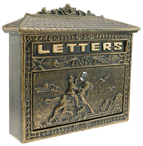 PrimeMatik - Briefkasten Postkasten Retro Antik Vintage Gusseisen Schwarze Oxid für wallmount Pferd