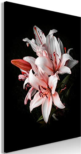 decomonkey Bilder Blumen 60x90 cm 1 Teilig Leinwandbilder Bild auf Leinwand Vlies Wandbild Kunstdruck Wanddeko Wand Wohnzimmer Wanddekoration Deko Lilien
