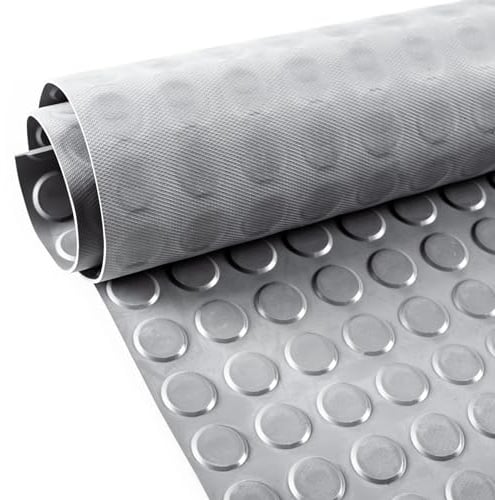 Gummimatte Noppenmatte Meterware 3mm Gummiläufer Noppen Bodenmatte als Werkstattboden, Antirutschmatte, Werkbank Auflage, Gummi Matte für Anhänger, Keller, Garage TPE Grau 280 x 100cm