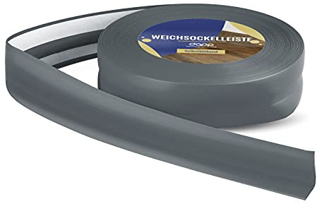 DQ-PP WEICHSOCKELLEISTE | 100m (4x25m) | graphit | 32x23mm | PVC | selbstklebend | Knickwinkel Fussleisten Gummileiste Sockelleiste Winkelprofil Abschlussleiste Bodenleiste