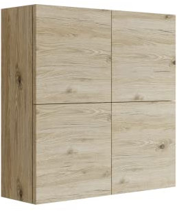 MaMa Store Atena Pensile Doppio Mettitutto 4 ante e sistema di apertura push adn pull, Laminato, Quercia Naturale L. 71 X P. 22 X H. 71 Cm