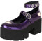 Etebella Damen Gothic Plateau High Heels Pumps Mary Jane Lack Halbschuhe mit Riemchen und Blockabsatz(Lila,38)