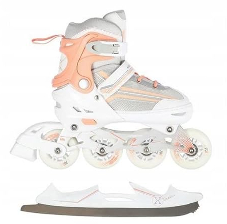 2in1 Inlineskates/Schlittschuhe Nils Extreme Lucky Weiß/Rosa ABEC7 Gr. 29-33 verstellbar