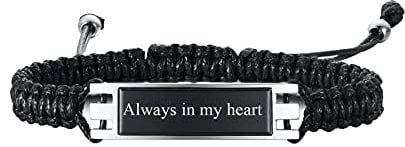 FLHEART Personalized Cremation Urn Bracelet - Customized Stainless Steel ID Bar Braided Bracelet for Ashes Holder Keepsake Locket - Memorial Jewelry for Women Men