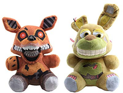 uiuoutoy Five Nights at Freddy's Plüschtier-Set, 17,8 cm, brauner Foxy The Twisted Ones, Springtrap Puppen, Geschenk für Kinder, FNAF-Fans