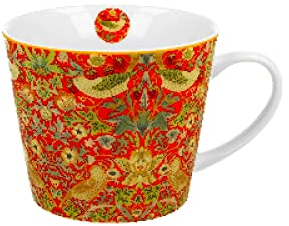 DUO ART GALLERY Jumbobecher 610 ml STRAWBERRY THIEF RED New Bone China Porzellan