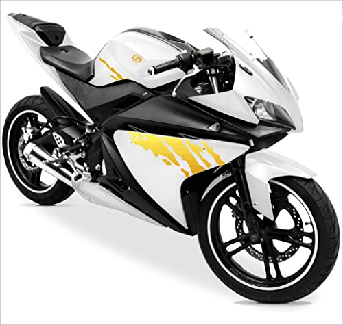 DualColorStampe Aufkleber kompatibel mit Yamaha YZF-R125 R125 (DX-SX) Carena Motorrad Decal Sticker Design Kratzer M0127 (Gold)