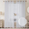 CUCRAF Voile Vorhang Leinenoptik Weiß Gardinen mit Ösen Gardine Halbtransparent für Schlafzimmer Wohnzimmer H245 x B140cm 2er Set