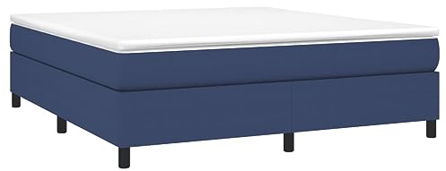 vidaXL Boxspringbett, Bettgestell mit Lattenrost, Bett Polsterbett mit Stützbeinen, Doppelbett Schlafzimmerbett, Blau 160x200cm Stoff
