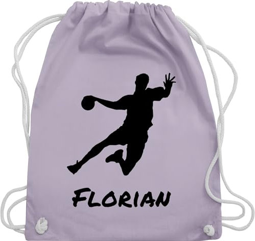 Turnbeutel Rucksack - Geschenke Handball Zubehör - Handballer Silhouette mit Name - Unisize - Pastell Lila - für handballtasche von personalisiertes beutel handballrucksäcke wm turnsack tasche