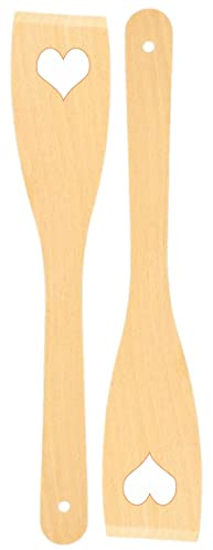 teemando® 2 X Pfannenwender mit Herz, 30 cm, Naturprodukt aus Buchenholz