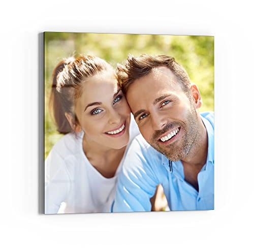 DEQORI personalisiertes Glasbild | eigenes Bild auf Echtglas | quadratisch einteilig 50x50 cm | Foto Geschenk | Wandbild für Wohnzimmer, Schlafzimmer, Flur & Küche | individuelle Wanddeko