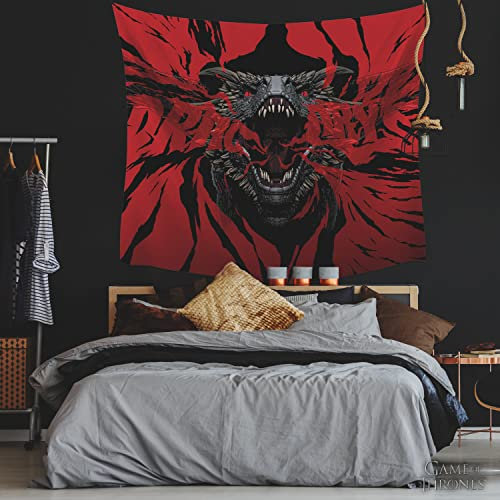 RoomMates TAP5287LG Game of Thrones Drachen-Wandteppich, 152,4 x 132,1 cm, Schwarz, Rot