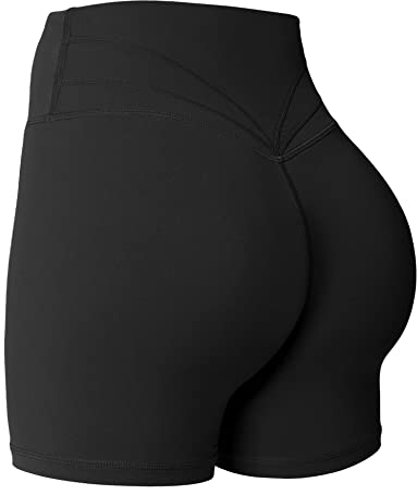 Yiifit Gym Shorts Damen 4.5 Sport Shorts Booty Scrunch Hohe Taille Push Up Sommer Yoga Shorts Undurchlässig Kurze Hosen Schwarz X-Large