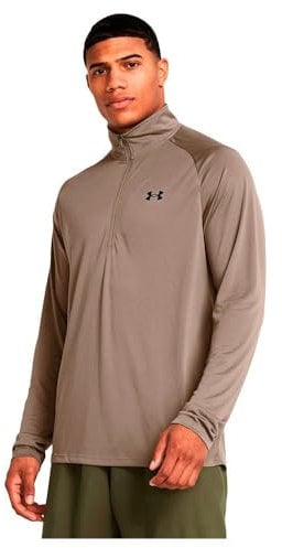 Under Armour Herren Tech 2.0 1/2 Zip-up Long Sleeve T-Shirt Sweatshirt, (200) Taupe Dusk/Schwarz, L