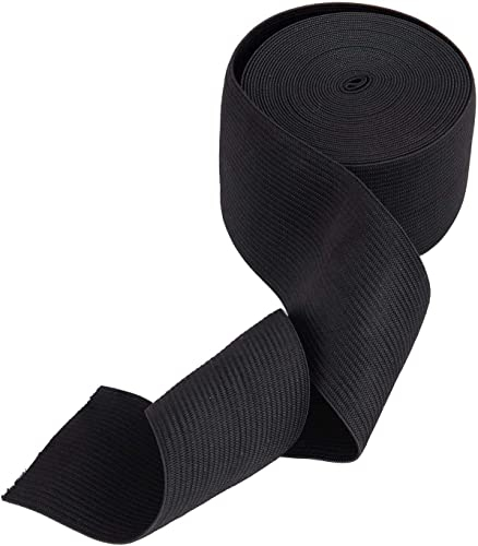 Black Elastic Flat Woven Elastic Heavy Stretch Sewing Bands Webbing Garment Sewing Tailoring Dress Skirt Waist Band Headbands Trouser Art and Craft Elastic 25mm,50mm,75mm (2 Inch x 1 Meter)