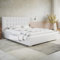 MOTIVENA Deli Polsterbett 180x200 mit Bettkasten, Bett 180x200 mit Lattenrost, Bett 180x200 mit Stauraum, Stauraumbett 180x200, mit Kopfteil, ohne Matratze, Kunstleder, Weiß (Weiss)