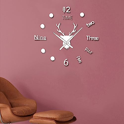Coraltree 3D Wanduhr DIY Modernes Design | Ultra-Leise Quarzuhr für Büro, Wohnzimmer, Schlafzimmer | Wanddeko & Geschenkidee | Einfache Montage, 60-120cm(3DGZ007-SILVER)