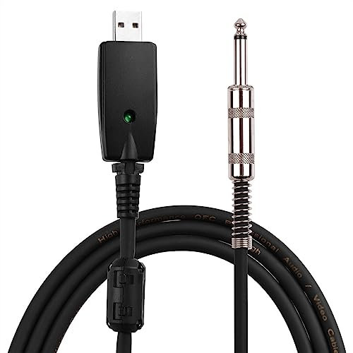 BYBIO USB Guitar Audio Cable USB Male Interface To 6.35mm 1/4 Inch Mono Electric Guitar Cable To PC USB Link Professional Guitar Cable
