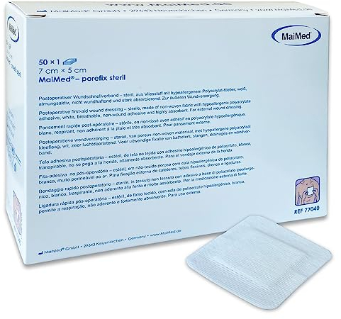 69care Wundpflaster steril 7 x 5 cm - Pflaster sensitiv selbstklebend - Wundverband zur äußeren Abdeckung von Verletzungen - einzeln verpackt 50 Stück