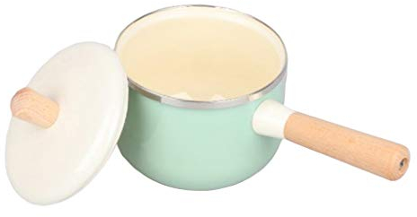 Casserole en émail anti-adhésif avec couvercle - Batterie de cuisine verte