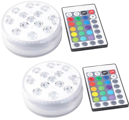 Toddmomy Lot De 2 Lampes LED sous-Marines pour Aquarium Télécommande Éclairage De Plongée pour Étang Piscine Aquarium 3 Piles AA Non Incluses