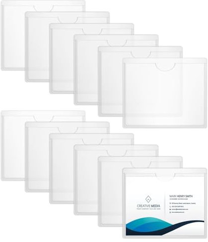 BIVOFU Carte Pare-Brise Transparent Adhésif, Autocollantes en Plastique Transparent, Présentoir d'étiquettes, Rangement Accessoires, pour Carte Handicapés, Carte de stationnement, 9 * 7cm(12pcs)