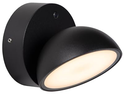 LUCIDE FINN - Wandleuchte Innen/Außen - LED - 1x12W 3000K - IP54 - Tag/Nacht-Sensor - Schwarz