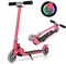 COSTWAY Patinete Niño,4 a 13 años, Scooter Roller con 2 Led Ruedas, Altura Ajustable, Patinete Plegable hasta 70kg (Rosa)
