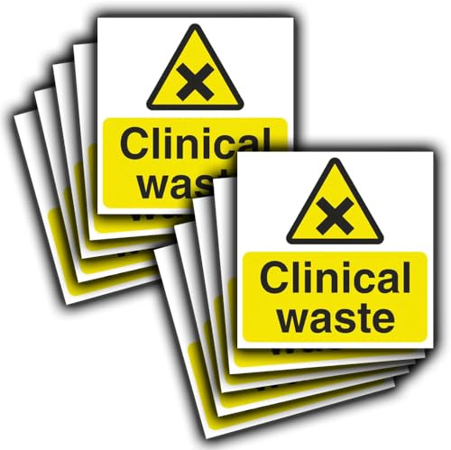 Selbstklebende Vinyl-Aufkleber für klinische Abfälle, 100 mm x 100 mm, für Medizin, Klinik, Krankenhaus, 12 Stück