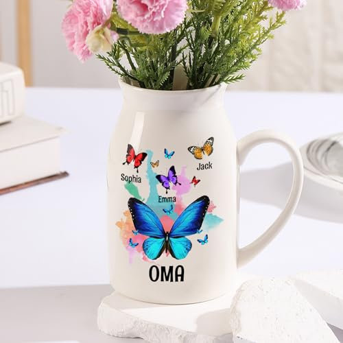 ALBERTBAND Vase mit Gravur Personalisierte Geschenke für Mama Oma Muttertagsgeschenk Ceramics Vase Geschenkideen Mutter (A)
