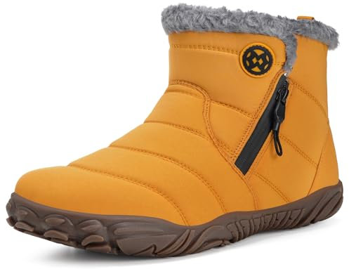 Eagsouni Winterschuhe Damen Gefüttert Herren Warm Traillaufschuhe Barfuss Schuhe Outdoor Mit Zero-Drop Sohle Breite Zehen, Gelb, 40 EU