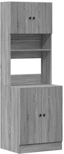 vidaXL Küchenschrank, Küchenzeile mit Türen Schubladen, Hochschrank für Küche Restaurant Hotel, Küchenmöbel, Modern, Grau Sonoma Holzwerkstoff