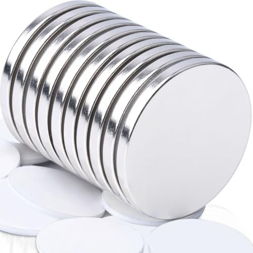 Neodym Magnete Stark, 10 Stück 32x3 mm Magnete Selbstklebend Stark, Rund Starker Magnet für Magnettafel, Whiteboard, Handwerk Büro Kühlschrankmagnete Seltenerdmagnete mit doppelseitigem Klebstoff