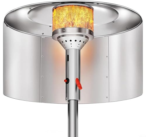 FUBESK Hotte réflectrice pour chauffage de terrasse, extérieur réglable pour la plupart des chauffages de terrasse ronds au gaz naturel et au propane