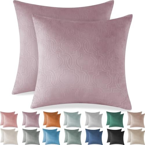 Ystyle Funda Cojin 45x45 Fundas Cojines de Terciopelo Suave y Duradera para Sofa Juego de 2 Cojines Salon para Decoracion Hogar Funda Moderna Almohadas Fundas de Color Sólido, Morado