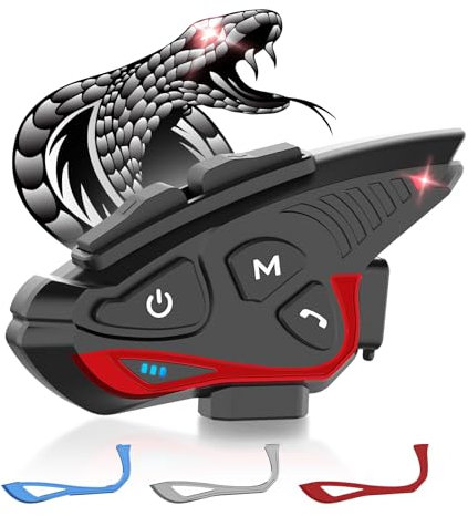 Moman Interfono Moto, CP-S Auricolare Casco Moto 8 Motociclisti 2000M Sistema di Comunicazione Connettività Universale con Radio FM Cancellazione del Rumore Condivisione Musica Impermeabile, Singolo