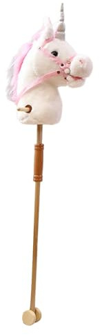 Steckenpferd-Reitspielzeug, Steckenpferd auf einem, stabiler Holzstab mit realistischen Soundeffekten, Geschenk für Kinder ab 3 Jahren, Pferd Abnehmbar