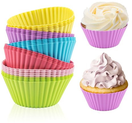 AWAVM Cupcake Molds, Reusable Silicone Baking Cases Muffin Molds, 24 Count