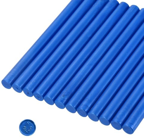 sourcing map 12 Pcs Bright Blue Cylinder Sealing Wax Stick Glue Gun Wax Seal Rod Craft Adhesive Waxing for Letter Seal Wax Stamp,Wedding Invitations, Packaging Decoration