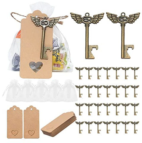 Décapsuleur pour clé de mariage avec porte-clés en forme de carte, décapsuleur vintage pour fête prénuptiale pour invités