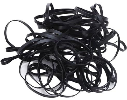 Bandas de goma de oficina, Gomas elasticas papeleria, 50 herramientas auxiliares de 80 x 5 mm para organización de archivos en el hogar o la oficina (negro)